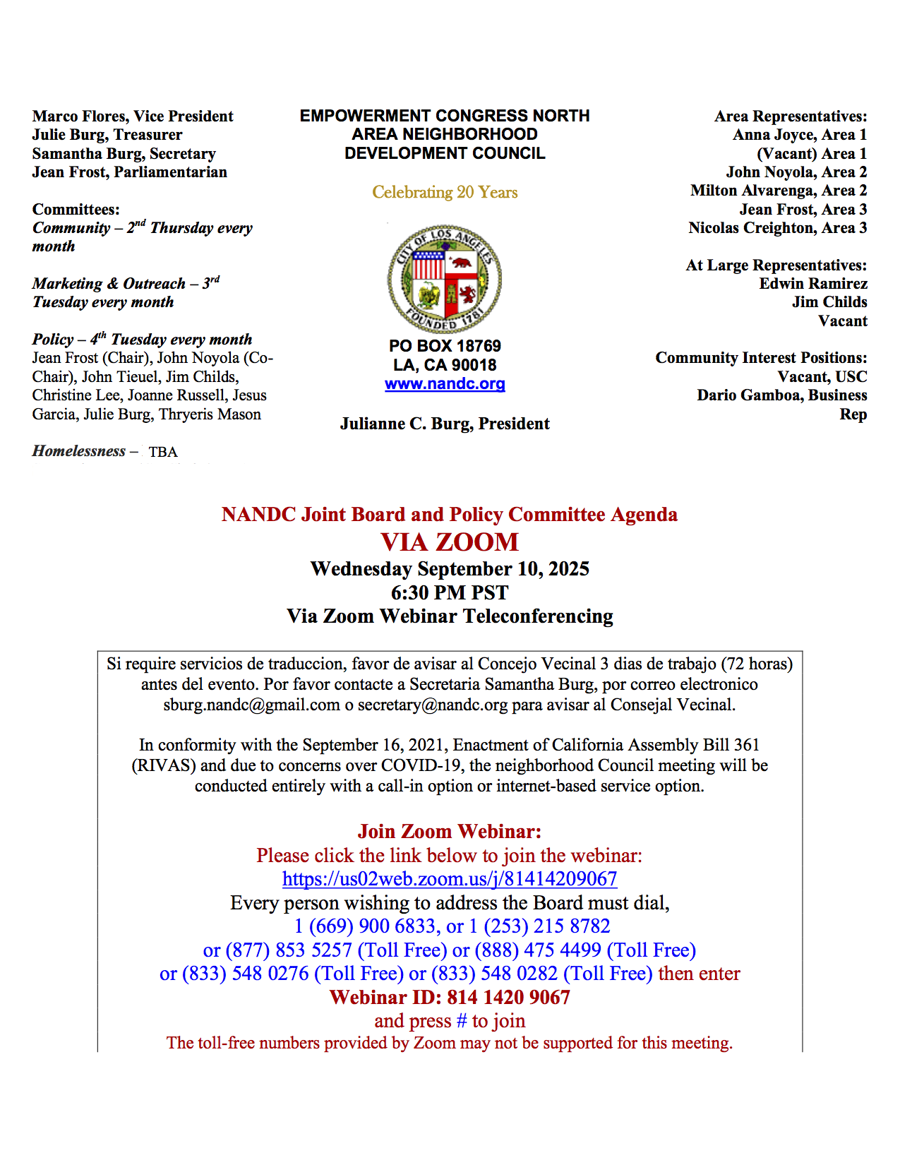 NANDC Joint Board and Policy Committee